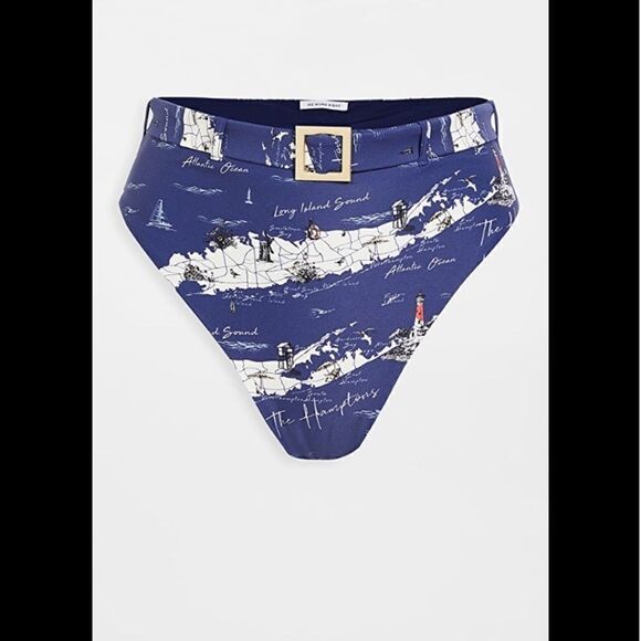 WeWoreWhat Emily Swim Bottom Hampton Map Blue - Picture 1 of 6